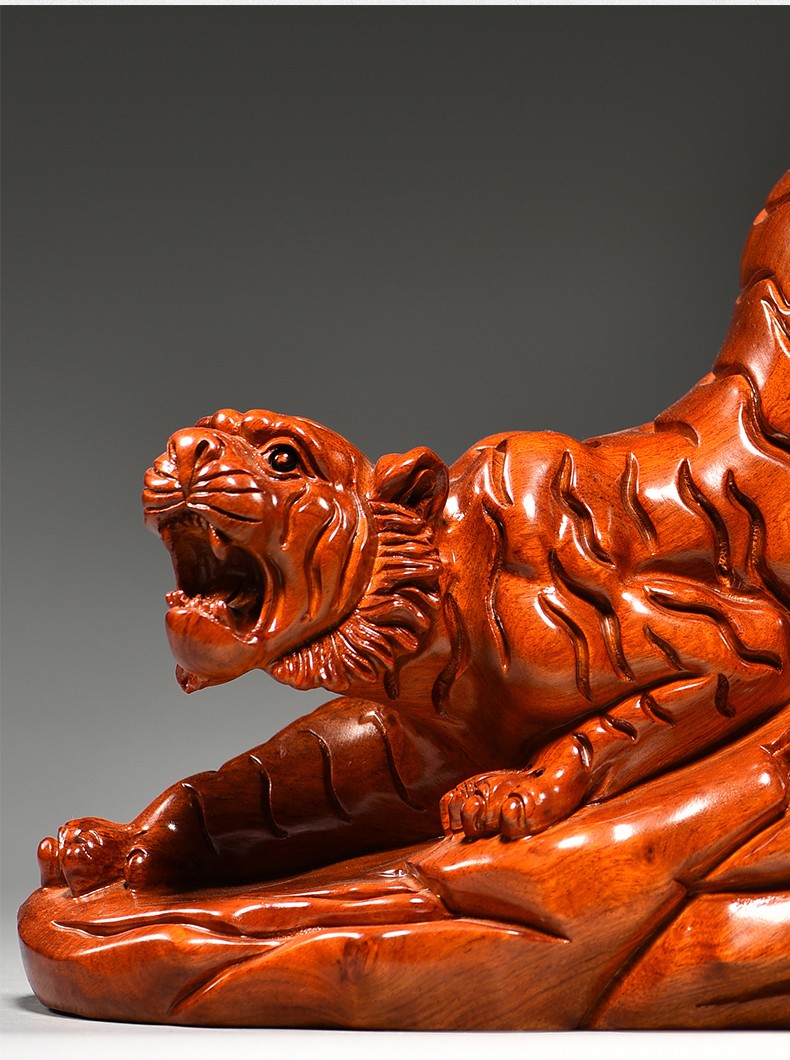 艺永轩花梨木雕老虎摆件工艺品十二生肖虎实木雕刻下山虎木质动物虎年