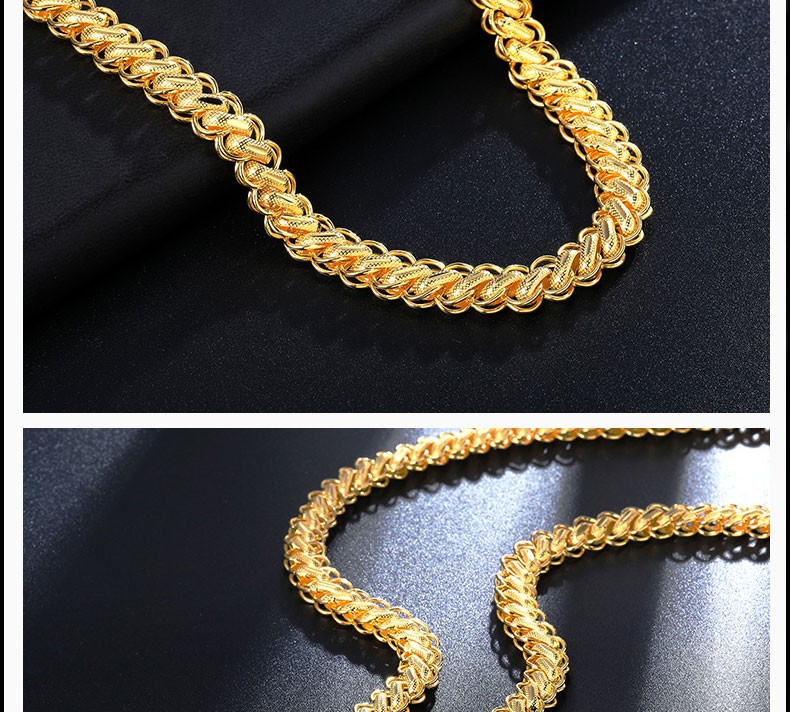 金天地珠宝 黄金项链男士足金9999福字扣扁泰国链时尚霸气粗款老板链