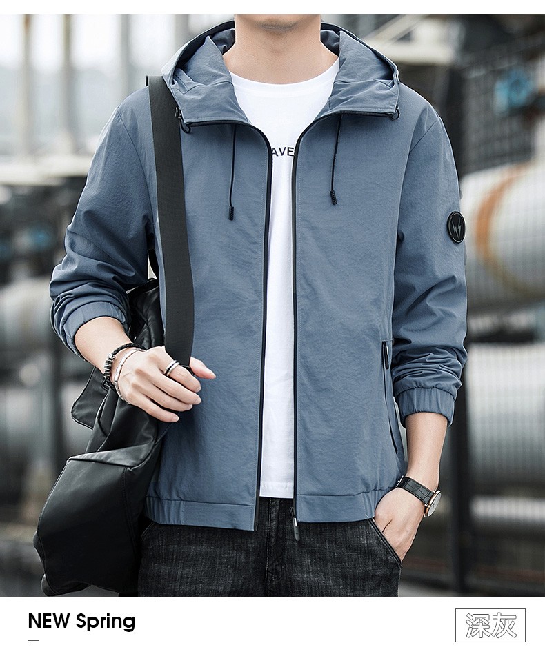 男士春秋季时尚潮流青年学生休闲薄款纯色薄款工装大码男装外套衣服