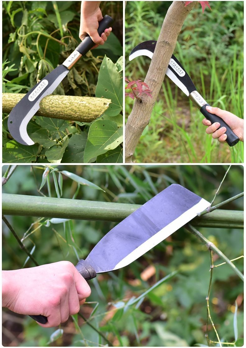 农用多功能除草工具镰刀割草刀户外锰钢收割弯刀砍草刀割321锰钢套胶