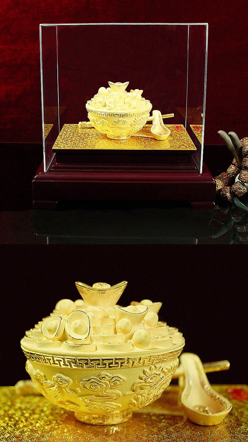 珠筠 金碗摆件金碗筷三件套宝宝满月认干儿子干女儿礼物金饭碗黄金