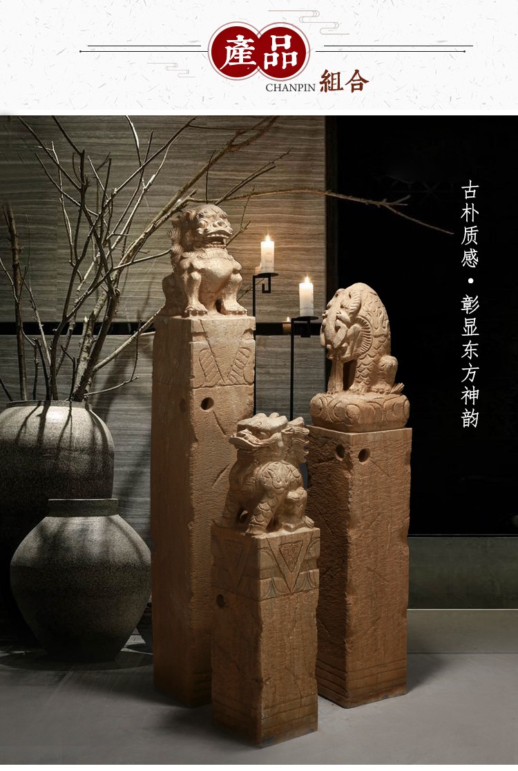 烨琛石雕拴马桩青石仿古栓马柱庭院酒店会所玄关新中式装饰柱子拴马石