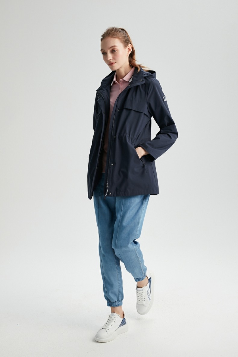 nautica诺帝卡女装春夏新品防轻溅水连帽防风夹克女11je01藏青4nvxl