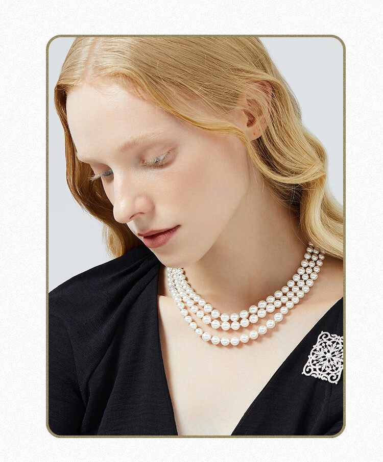 shes茜子配饰品 穆夏 多层莹润珍珠项链轻奢时尚小众锁骨链颈链女