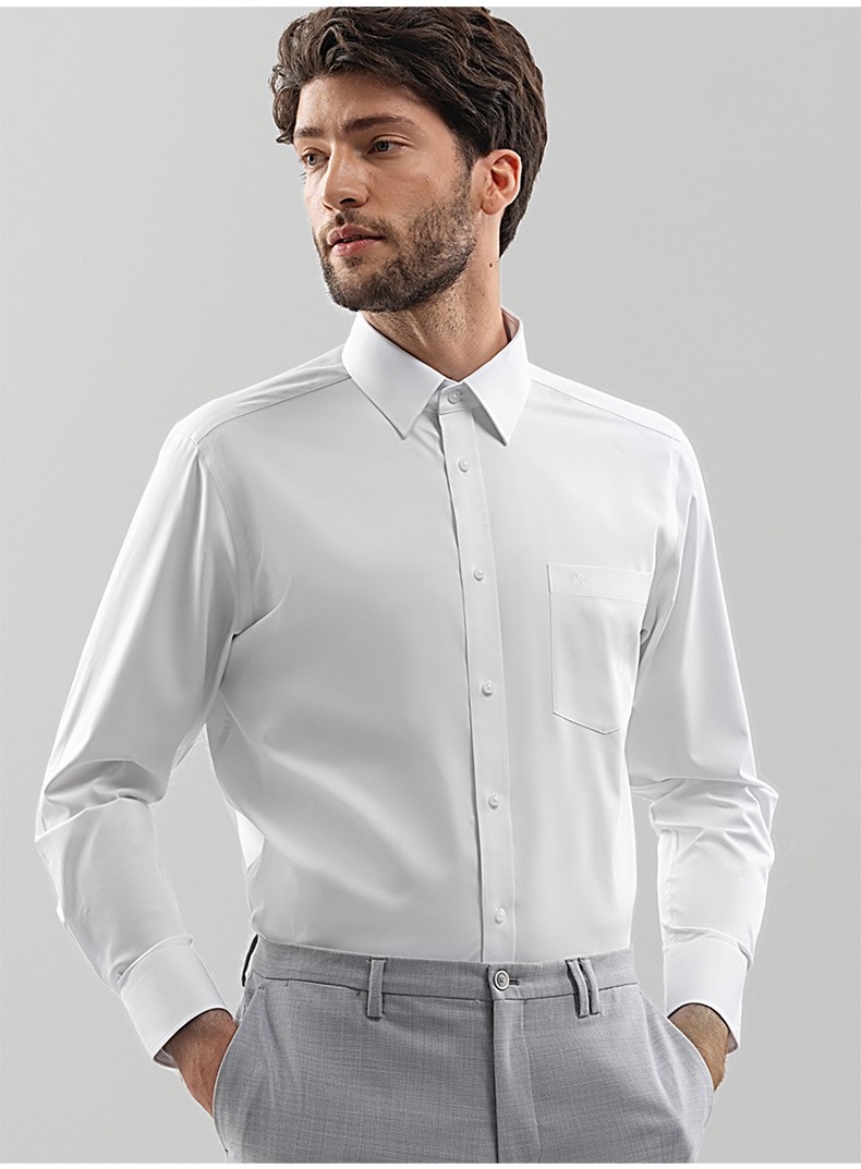 金利来男士抗皱免烫微弹中八领商务正装长袖衬衫【惠】 白色-00 m