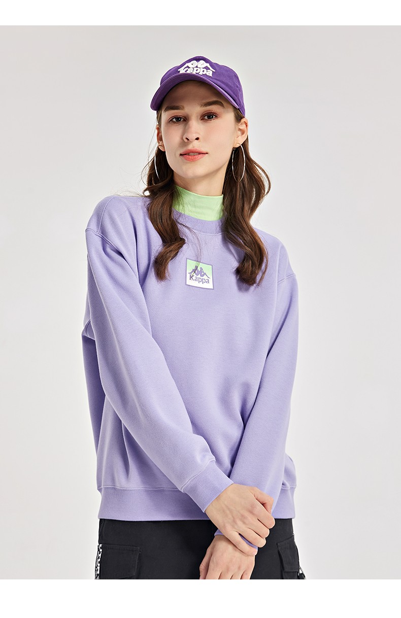 kappa卡帕套头衫2022新款女运动卫衣休闲圆领长袖外套k0c22wt63韩国白