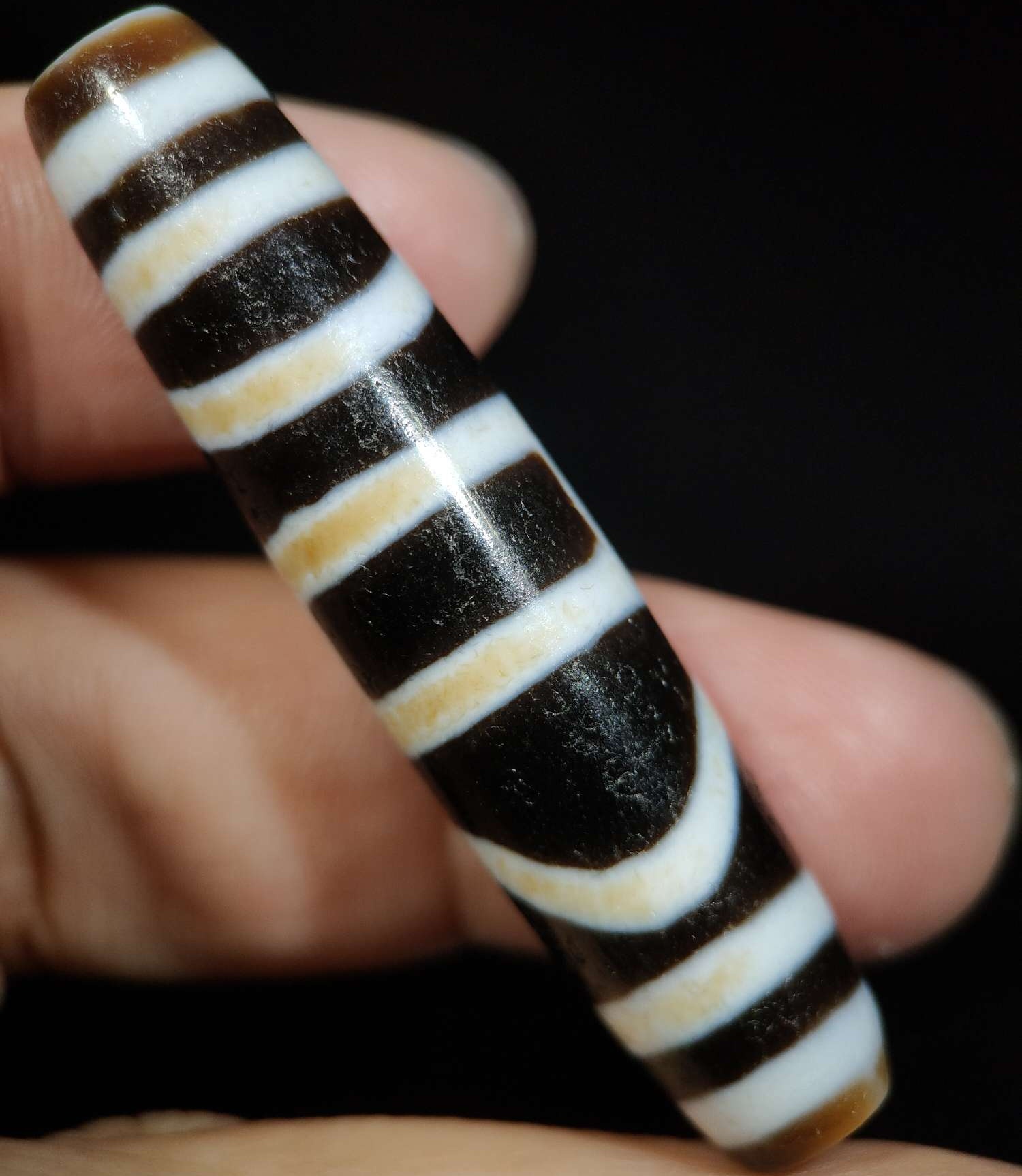 光语罕见孤品火供满白肉钙化息增怀诛异型天地天珠孤品一物一图国检