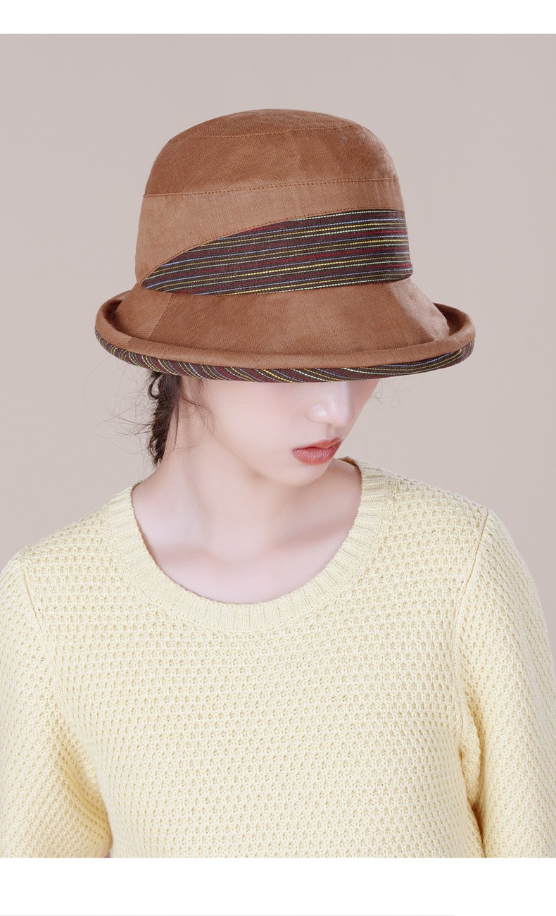 新款出游度假防晒太阳帽棉简约渔夫帽户外度假遮阳帽藕色575cm可调节