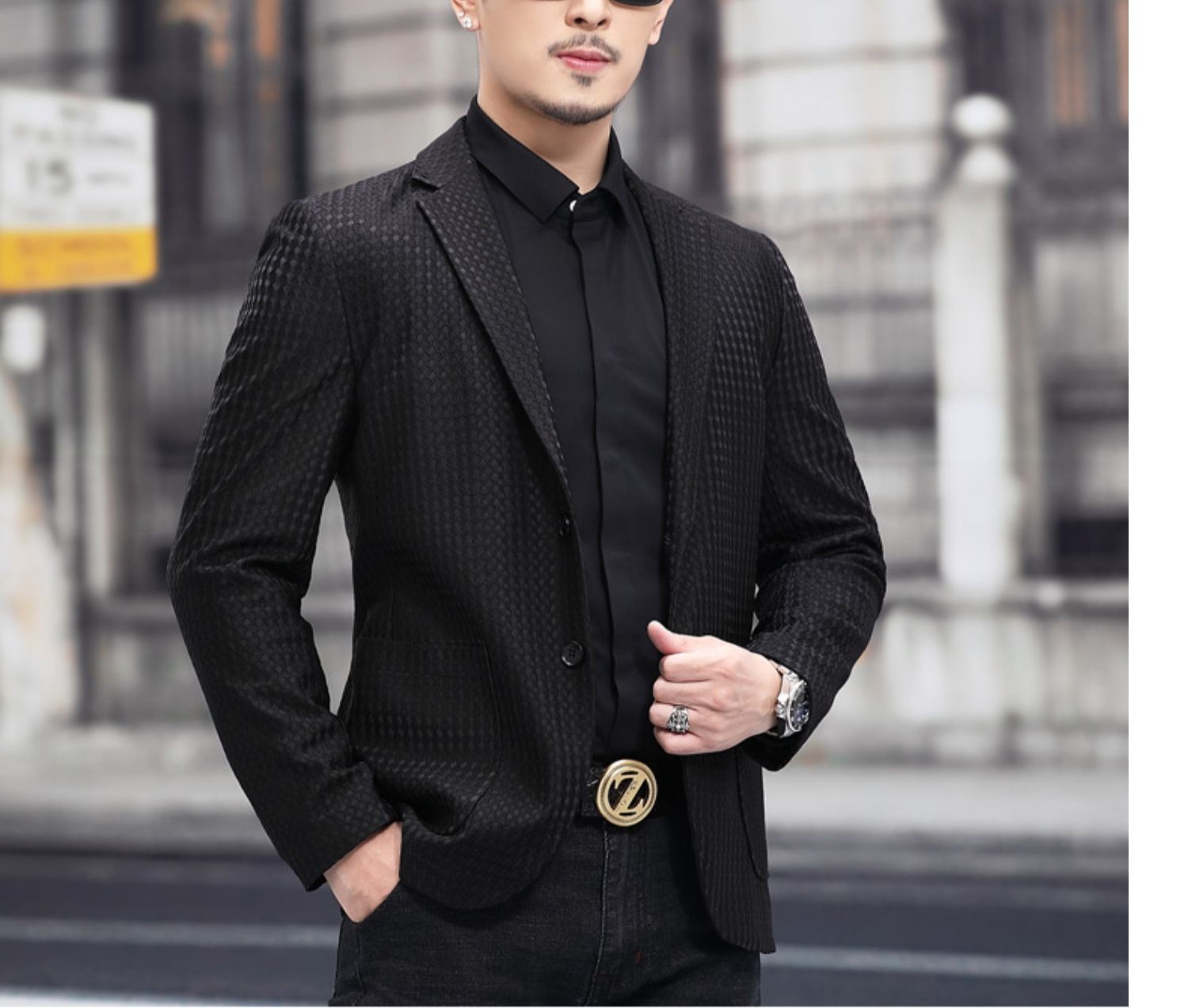 玛欧璐小西装男士条绒单件上衣便西修身中年男士西服单西灰色m