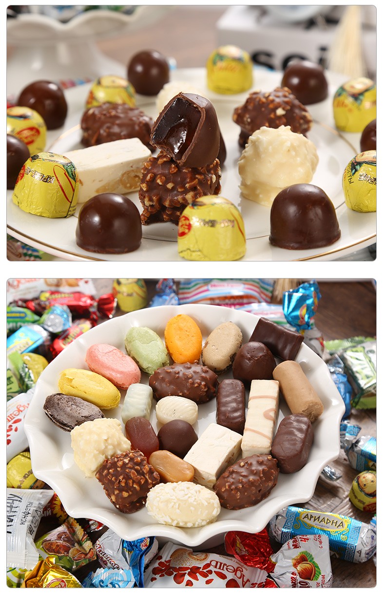 【全新】俄罗斯slavyanka牌混合装水果味糖果巧克力夹心软糖喜糖小