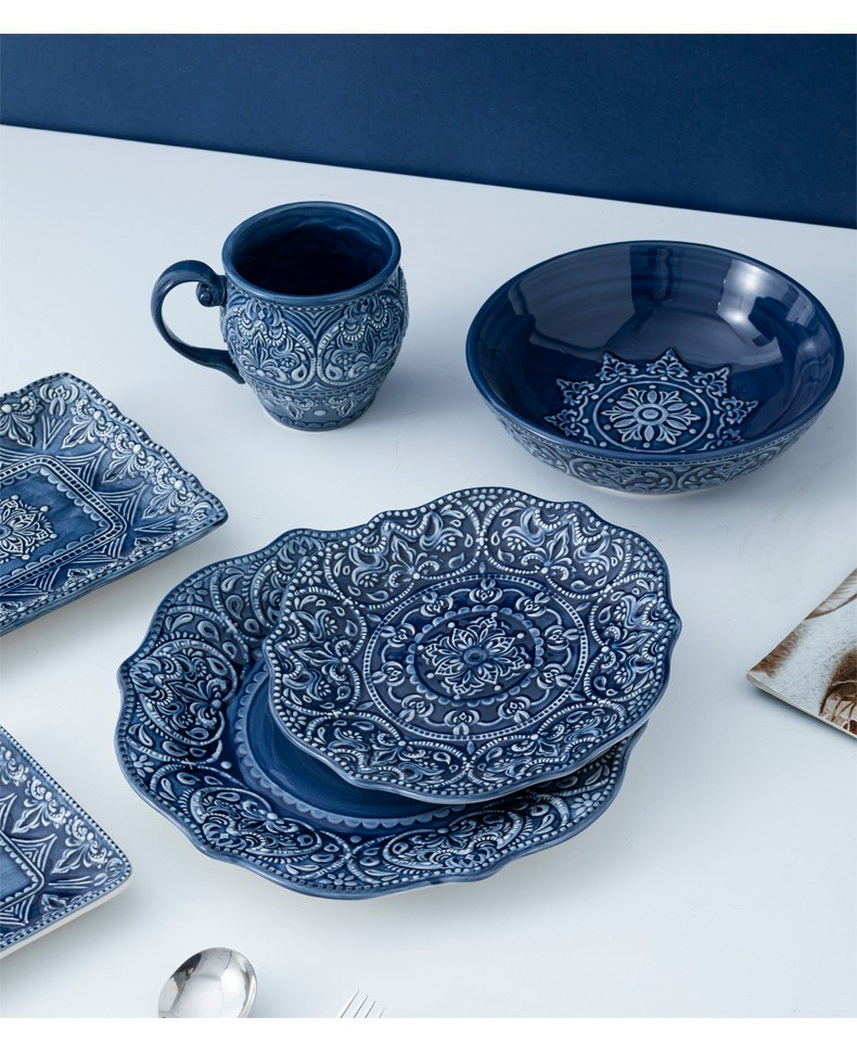 贝玉巴洛克网红陶瓷盘子菜盘家用牛排餐盘欧式碟子轻奢餐具早餐盘 1个