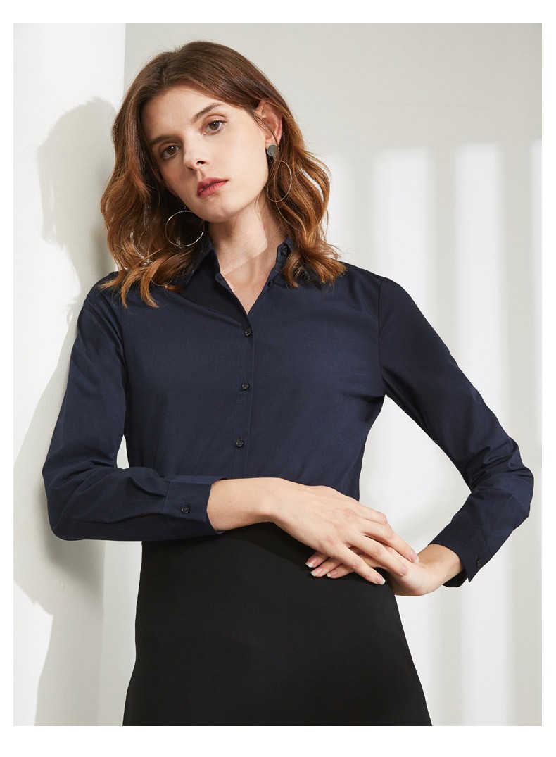 g2000女装纯色职业商务装衬衫女休闲翻领白衬衣女长袖通勤商务装