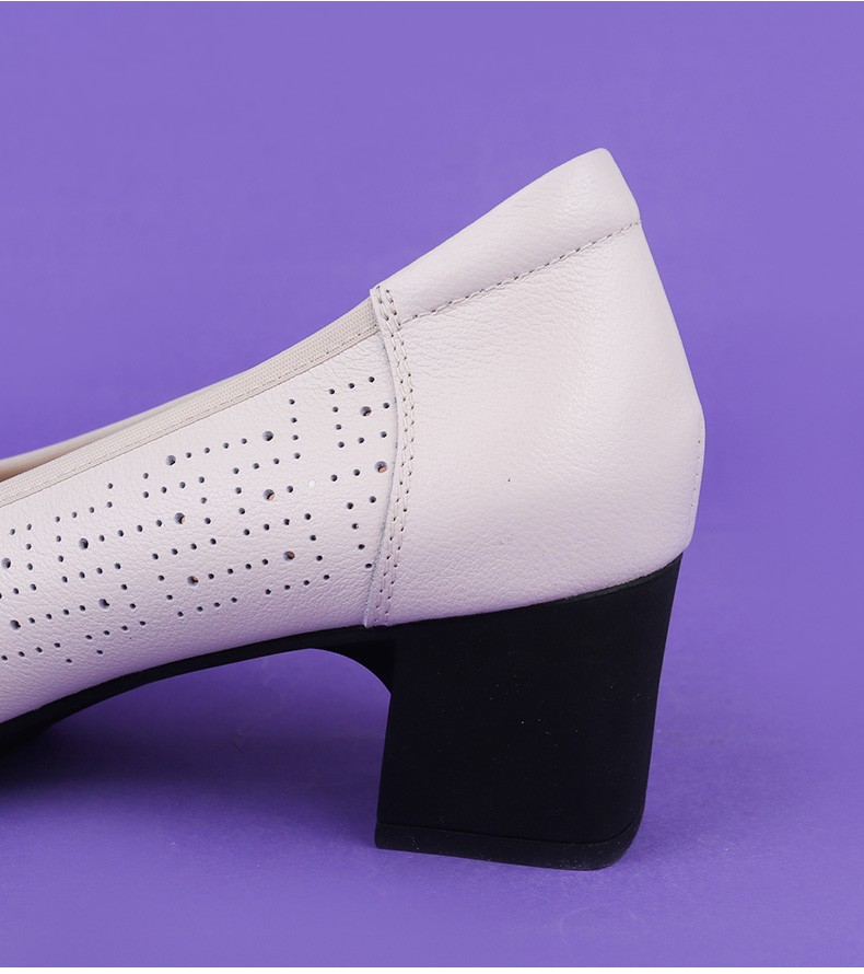 双凤2022夏季鱼嘴时装中跟浅口凉鞋女方头女鞋62f-2013 米白色 39