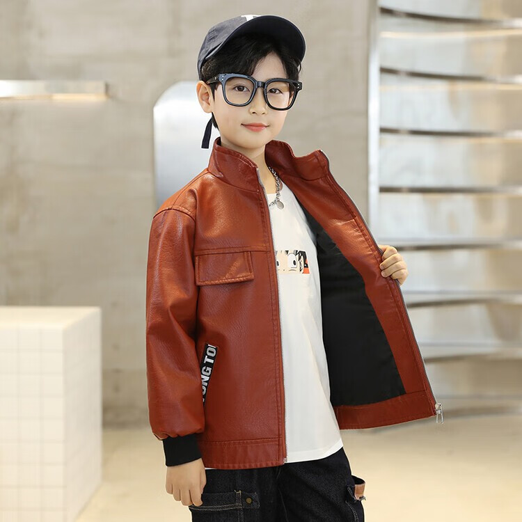 恒孞童装男童皮衣外套秋装新款中大儿童小学生pu皮衣男孩子春秋装时尚