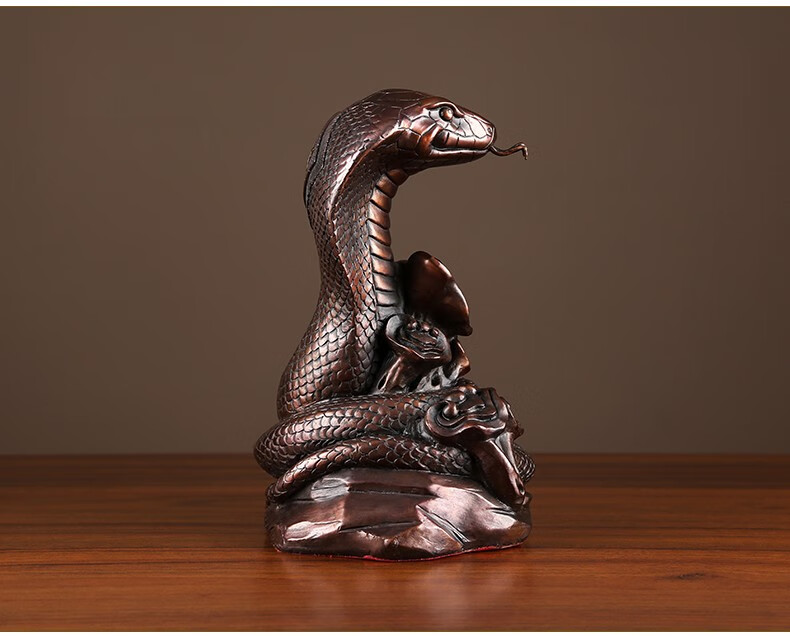 唐偆居 纯铜生肖蛇摆件家居办公室眼镜蛇摆设铜蛇工艺品蛇摆件生日