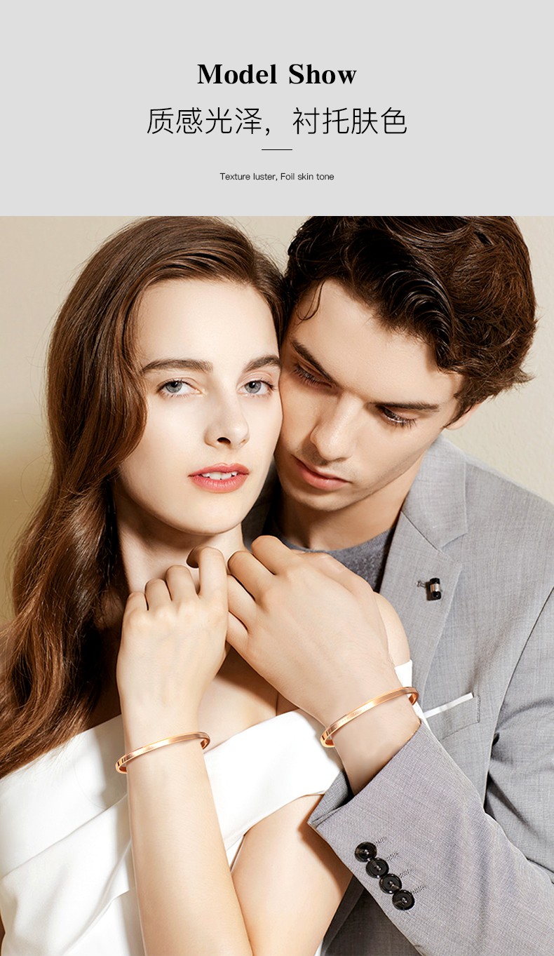 dainty wendy dw情侣手镯 素圈手镯男女镯子时尚银首饰品年轻款情侣