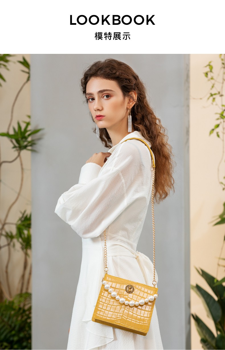 vanessahogan包包女包牛皮奢侈品女包珍珠链条单肩包百搭手提包女士