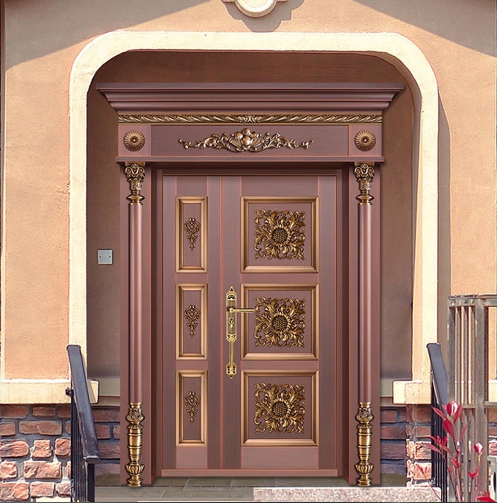 御剑高端别墅入户大门纯洛阳紫铜门中欧式客厅门纯铜门农村自建房入户