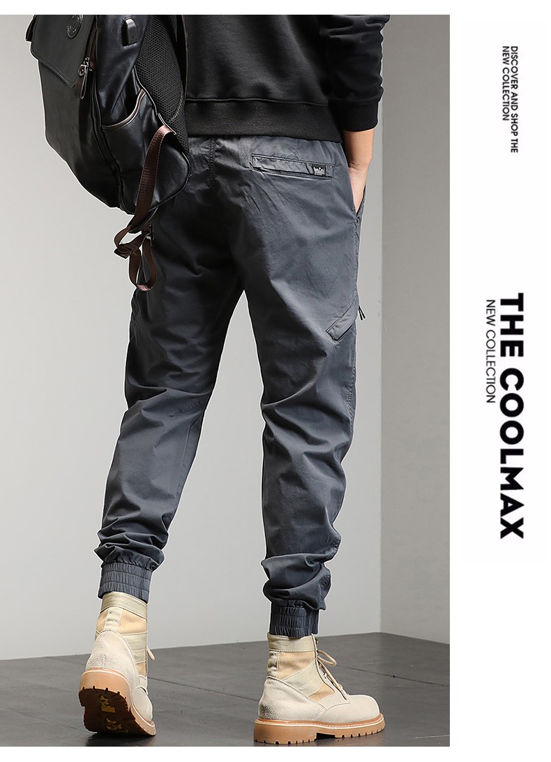 名面束脚工装裤男宽松休闲裤男士小脚裤男生潮流多口袋哈伦裤秋冬季