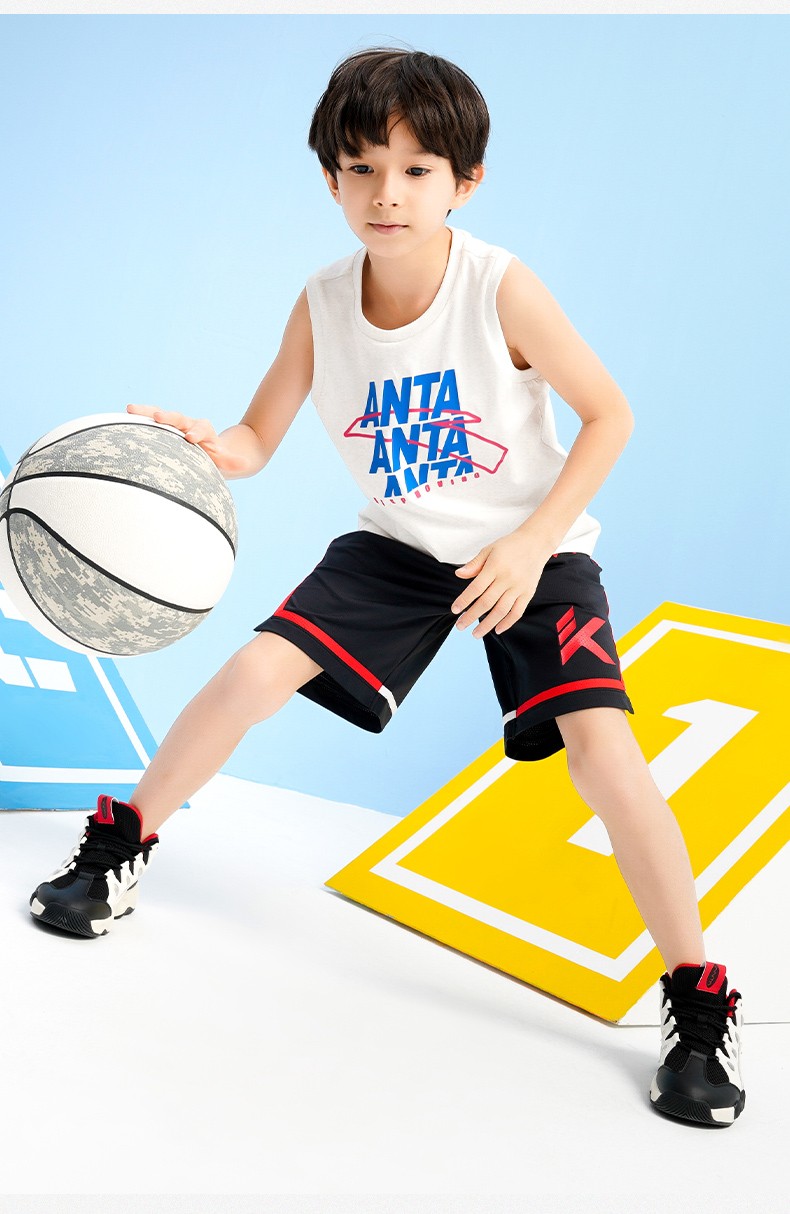 【夏季新款】安踏儿童童装男童针织运动五分裤6-16岁男孩篮球短裤2021