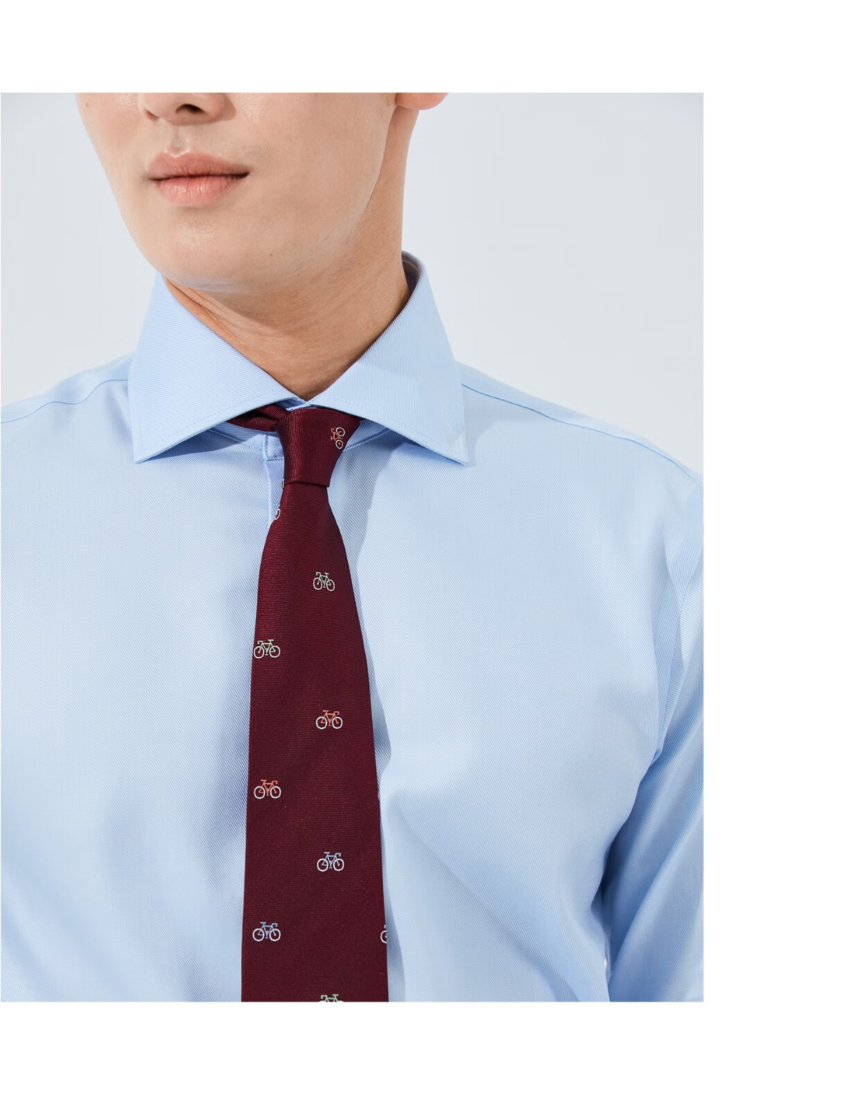 hany法式衬衫男士长袖潮流商务时尚蓝色衬衣上班青年新款男 科莫淡蓝