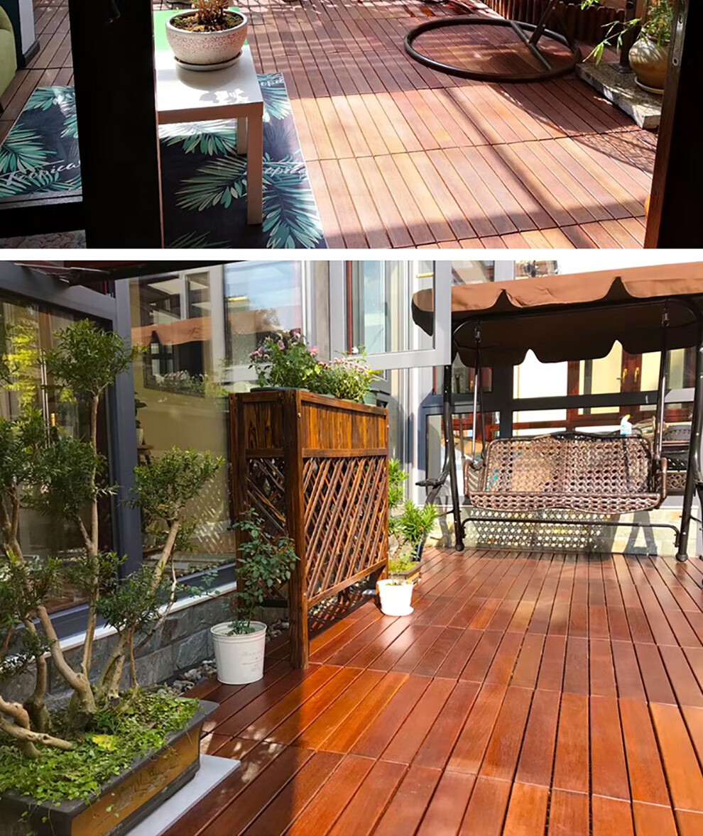 angeldeck户外阳台实木拼接地板露台花园阳光房地板菠萝格防腐木自铺