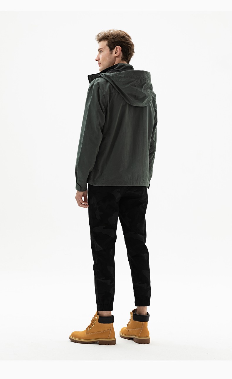 camelactive德国骆驼动感青年时尚工装连帽户外休闲短款外套墨绿xxxl