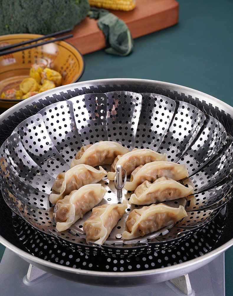 兴跃百变蒸笼加厚不锈钢折叠蒸架可伸缩折叠蒸笼盘蒸屉多功能果盘蒸盘