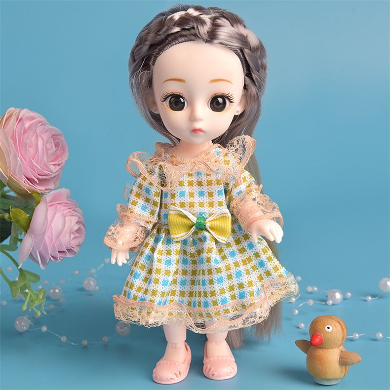 迷你娃娃公主套装17厘米可换装礼盒儿童仿真娃娃女孩玩具长发两只装款