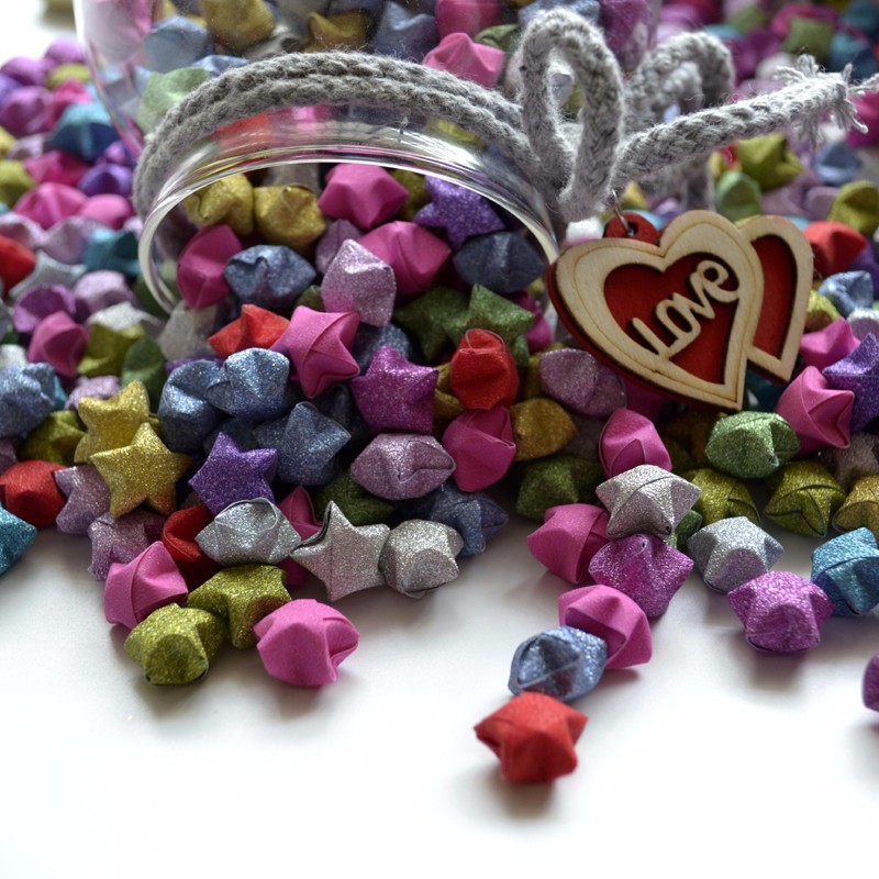 成品叠星星纸幸运星折纸手工纸星星瓶星星管礼物 恋品惠 纯色星星1314