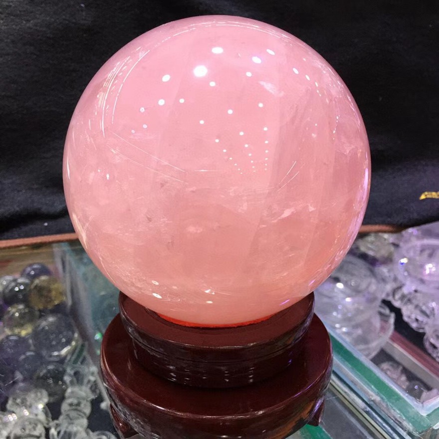 诺源珠宝天然粉水晶水晶球摆件晶体通透家居办公饰品水晶工艺品摆件