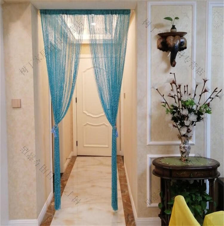 高档韩式银丝线帘加密门帘挂帘客厅隔断帘玄关装饰流苏帘子定制流苏帘