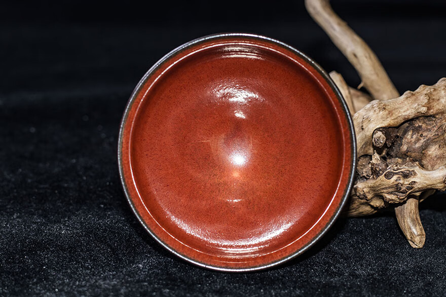 【柿红盏】国家非遗传承人 国大师 孙建兴 口径9.5 v90-313