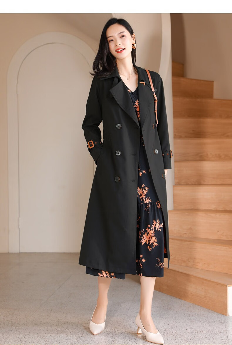 伯莎丹顿品牌女装时尚流行英伦风风衣女2021年春季新款高端气质过膝中