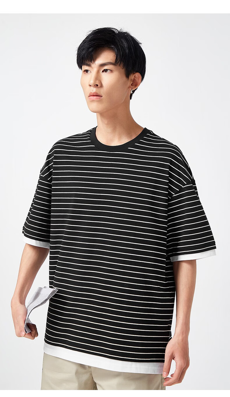 以纯线上品牌a21夏季2021新款男装针织宽松圆领落肩短袖t恤衫男百搭