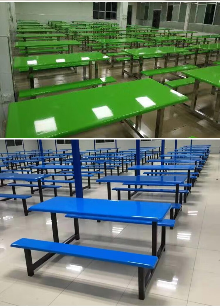 胤运学校学生食堂餐桌椅组合4人6人8人员工厂连体快餐桌椅不锈钢餐桌