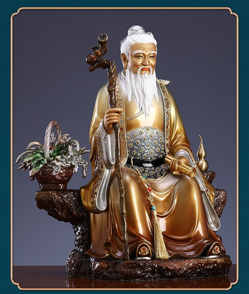 圆通佛具 药王神像台湾纯铜摆件彩绘孙思邈像药王爷菩萨像药店医仙妙