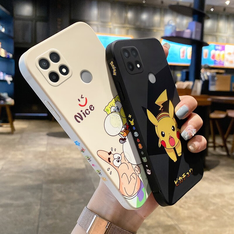 隆虹oppo a35手机壳a95保护套pefm00液态直边磨砂壳5g卡通男女情侣软