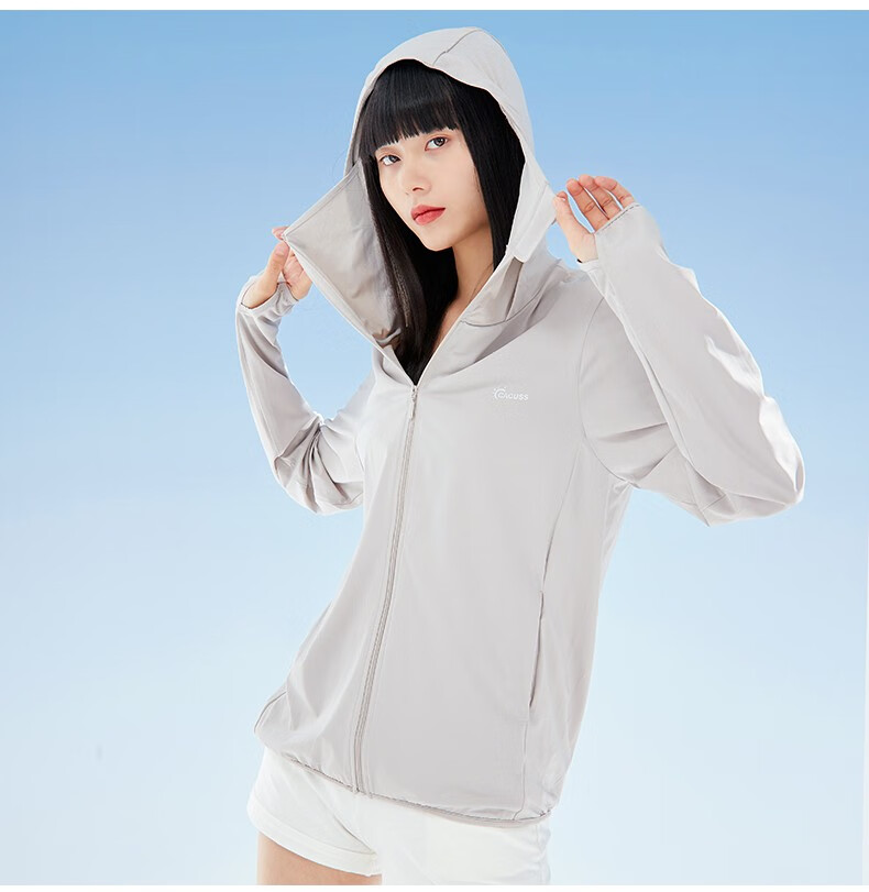 cacuss防晒衣女夏季防紫外线户外遮阳衣轻薄凉感速干隐藏式发洞皮肤衣