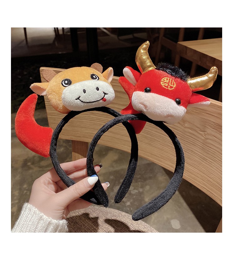 璞韵puyun2021牛年发箍新年牛角发夹发饰跨年小牛头饰牛气冲天发卡