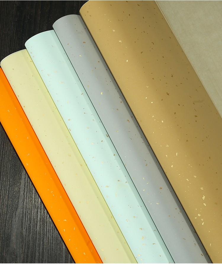 宣宓斋四尺六尺整张对开条屏仿古粉彩色洒金宣纸佛教黄半生半熟书法