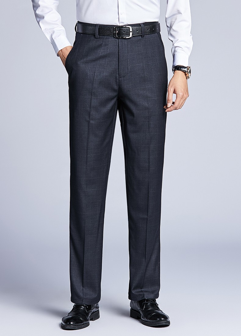 虎都fordoo男装西裤新品网格抗皱休闲裤商务正装直筒长裤子男士抗皱