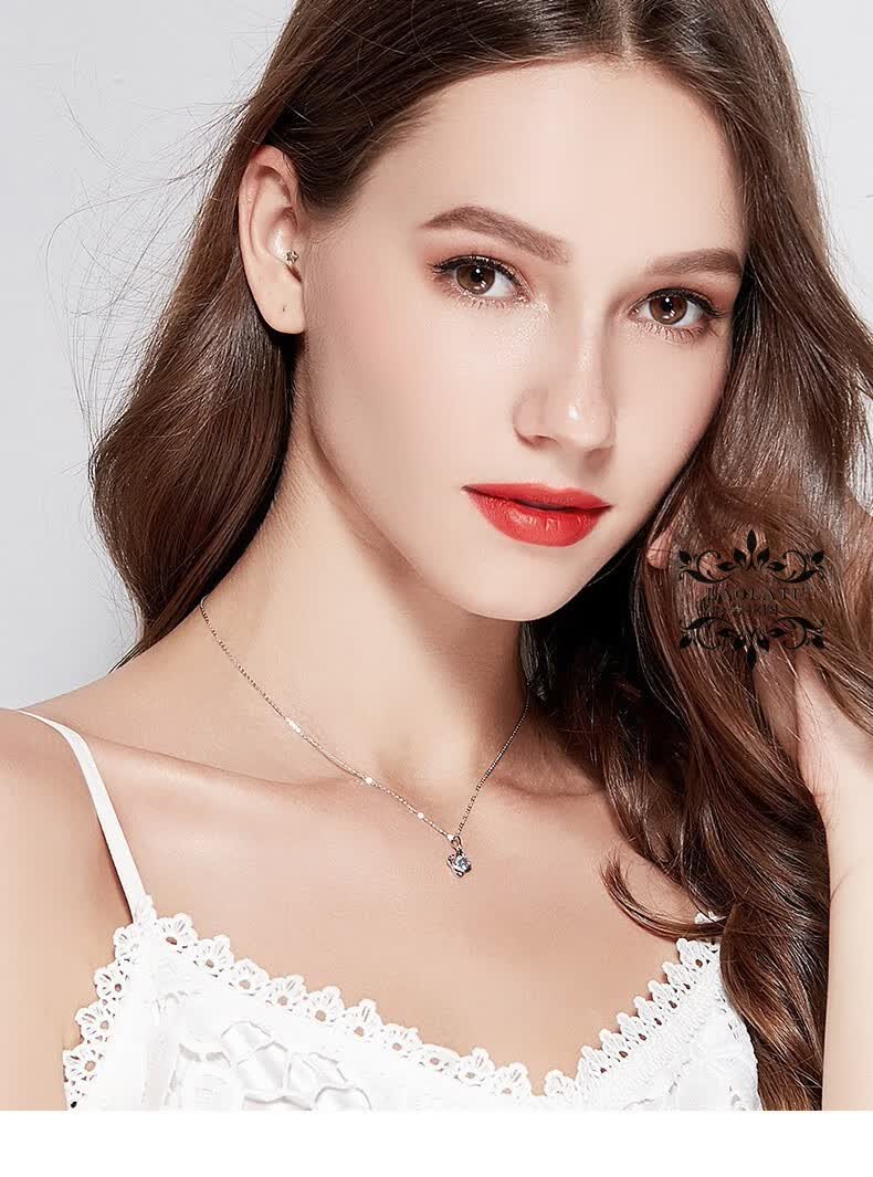 劳拉图(laolatu)pt950铂金四叶草项链女锁骨链钻石吊坠女网红同款情人