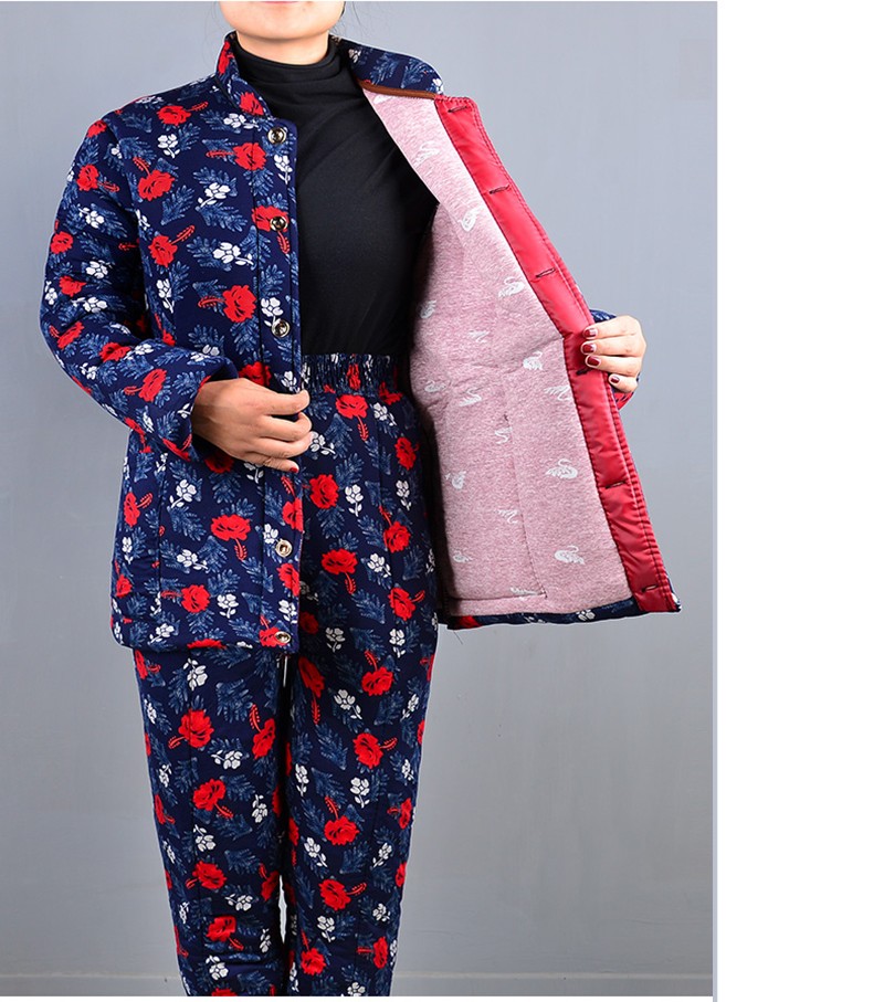 剑貂(jiandiao)中老年女装女棉袄棉裤套装纯棉面料里子宽松加大版冬季