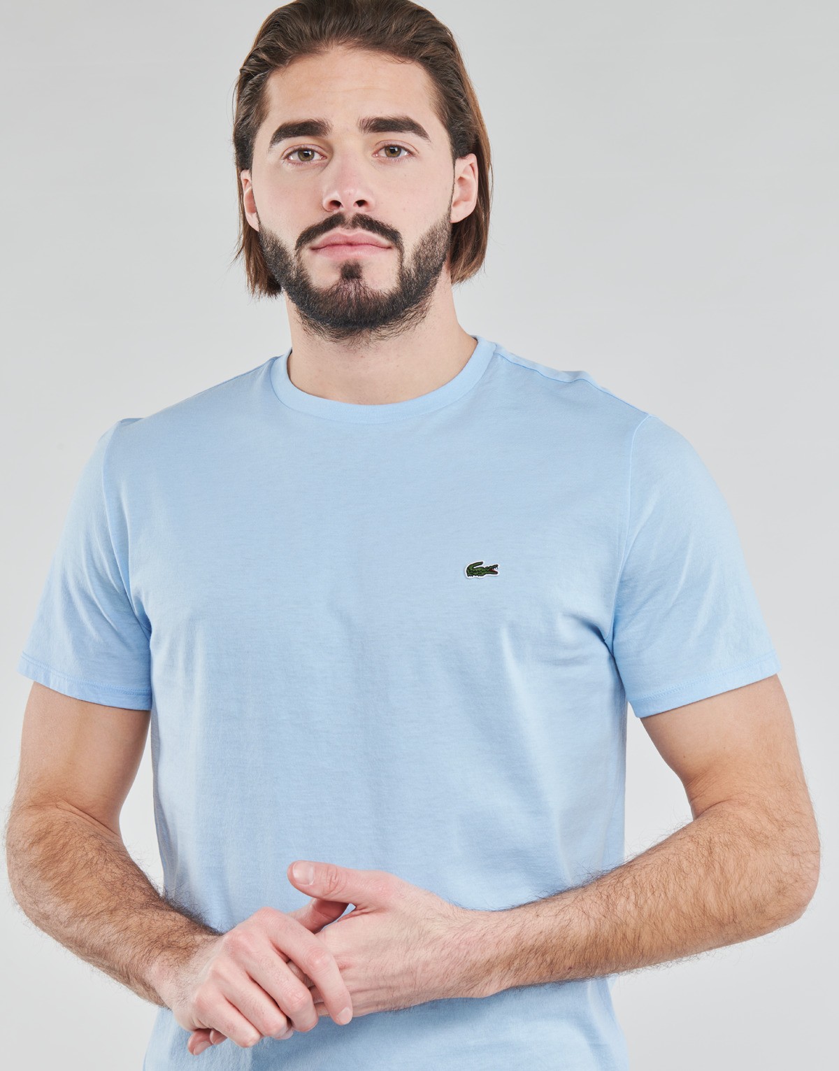 lacoste拉科斯特alfed男装时尚百搭圆领短袖t恤浅蓝色夏季th6709hbp浅