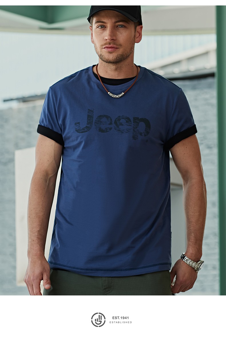 吉普jeep短袖t恤时尚百搭多色t恤男休闲运动纯棉男装t恤2021夏季新款