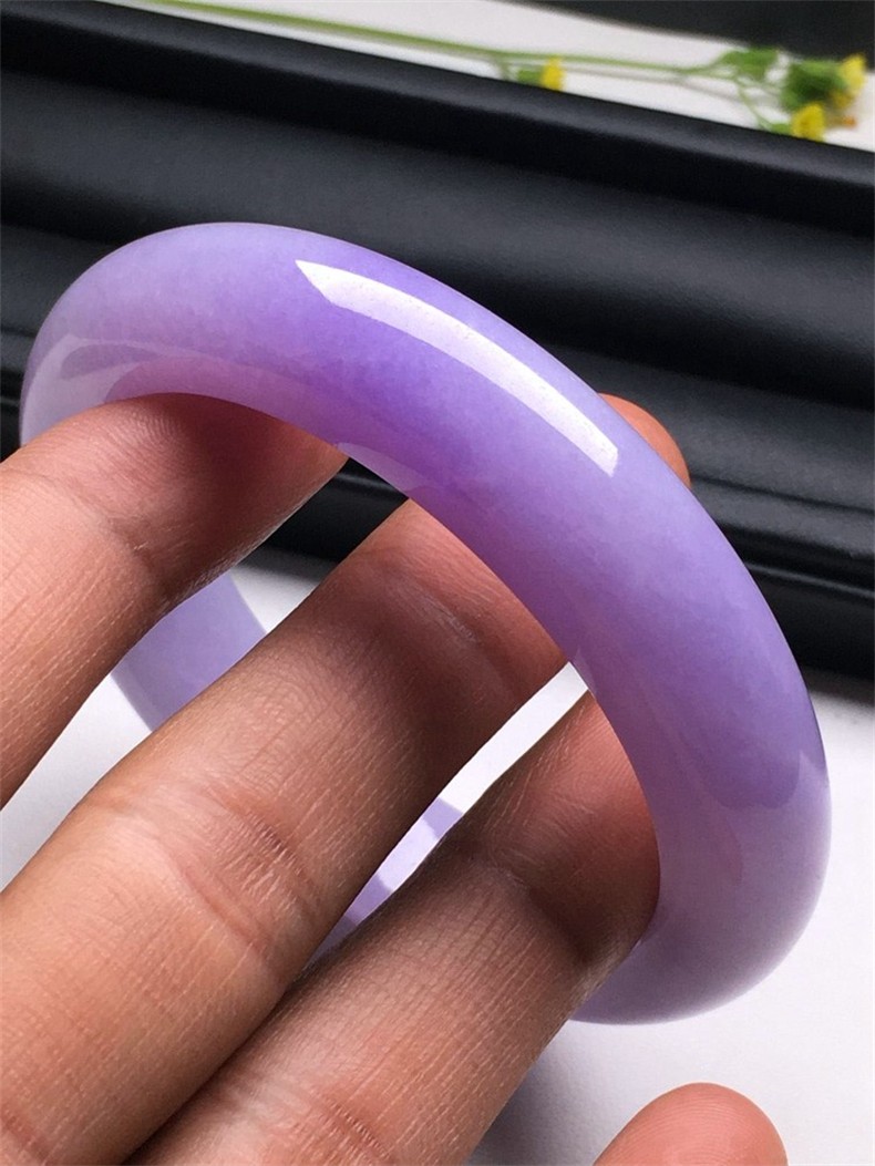 熙末翡翠处理手镯玉手镯缅甸紫罗兰紫色冰糯种玉镯子送妈妈七夕节日