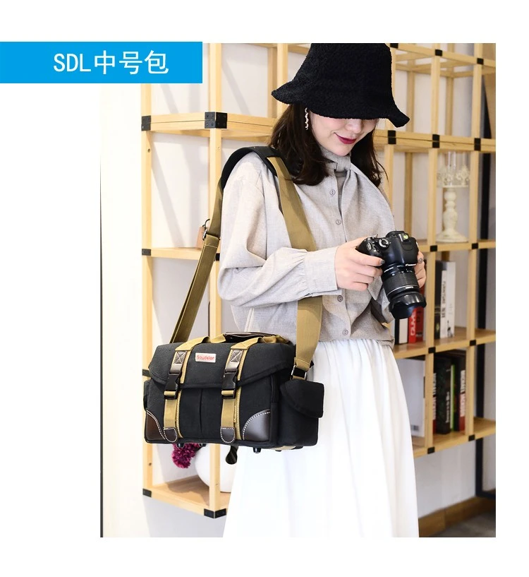 Camera bag men's and women's SLR micro-single camera bag Sudiro single shoulder suitable for 650D800D700D750D850D200D khaki Camera bag men's and women's SLR micro-single camera bag Sudiro single shoulder suitable for 650D800D700D750D850D200D khaki