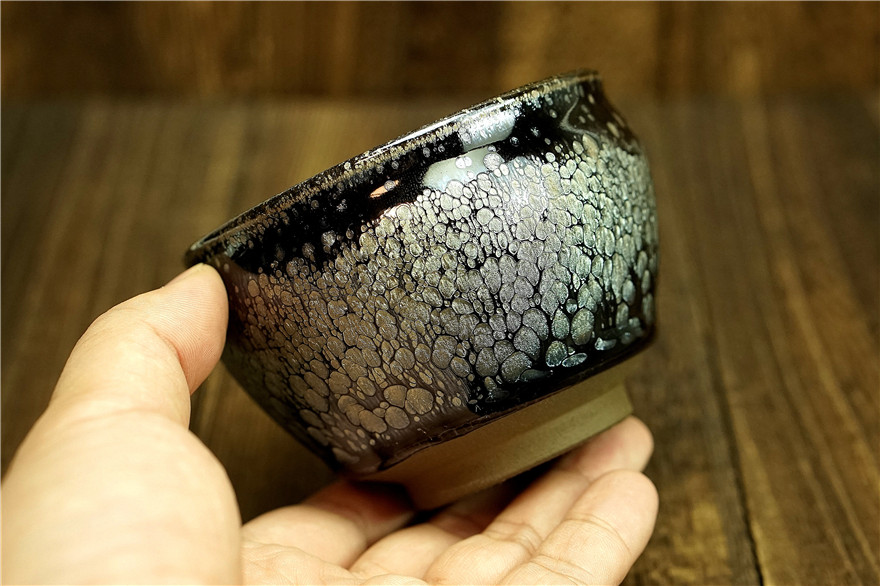 精品【惠和】游惠萍 口径9 礼盒装 建阳建盏主人杯 口径9cm高5.