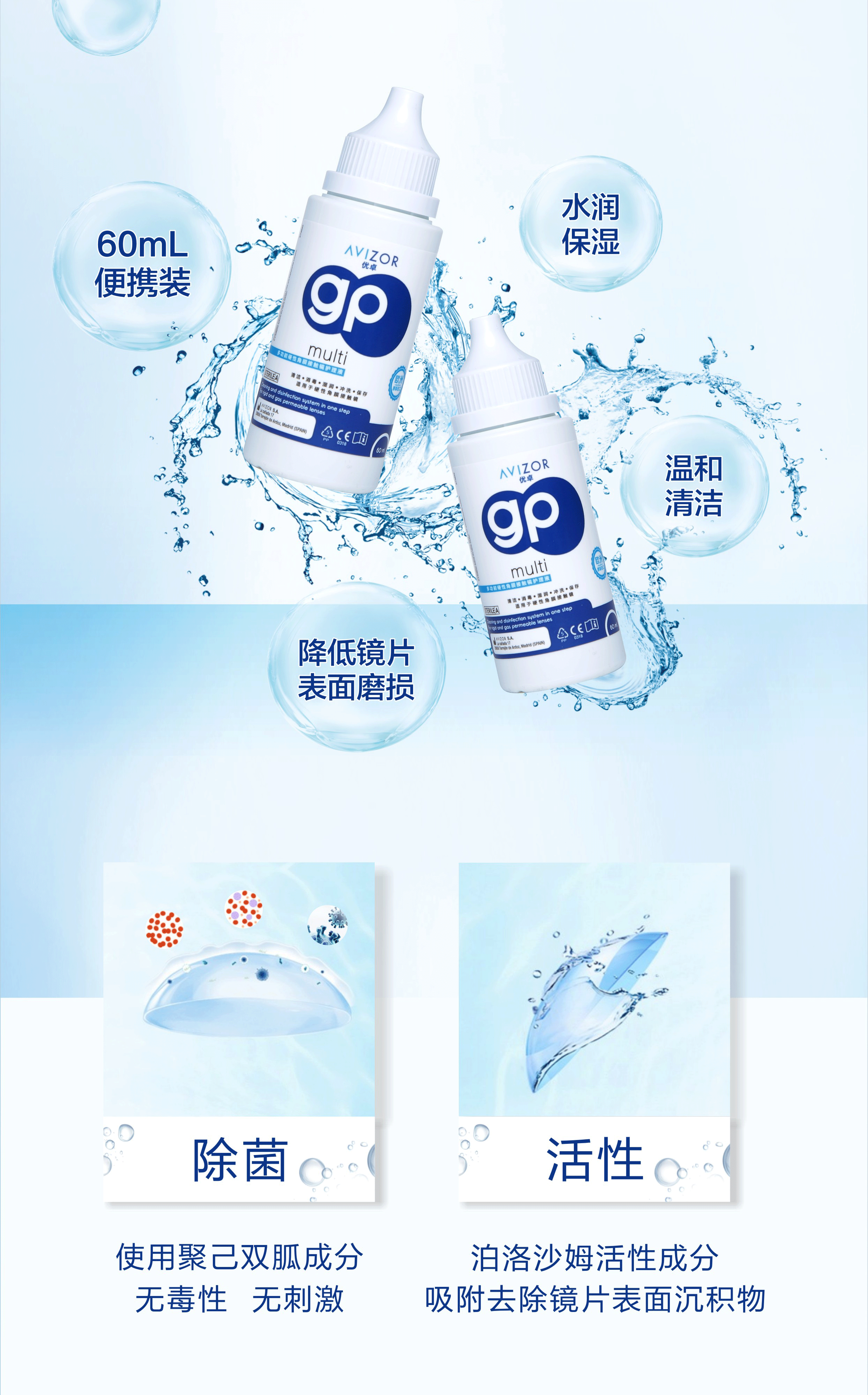 优卓avizor优可伶多功能护理液原装进口角膜塑形镜角塑护理液rgpok镜